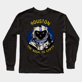 funny cat – Astrocat – Houston, the bowl is empty (dark variant) Long Sleeve T-Shirt